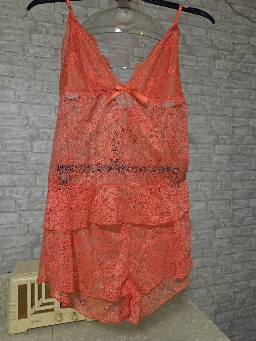 Linea Donatella Coral Lace Camisole & Short Set